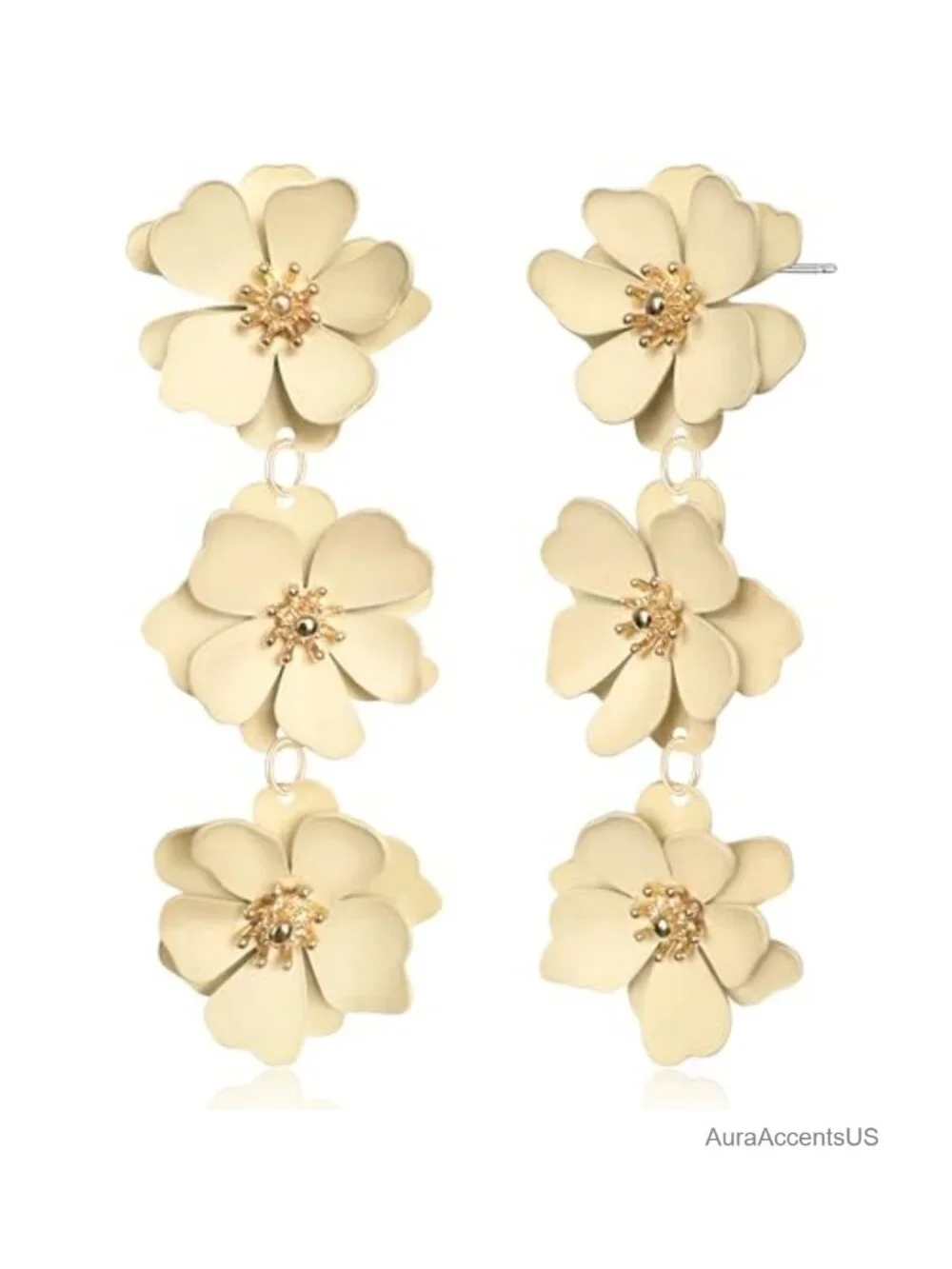 Bohemian Alloy Layered Flower Drop Dangle Earrings for Women